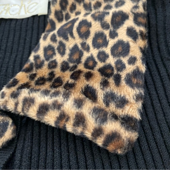 Cache Black Sweater with Leopard Print Accents - Picture 6 of 10